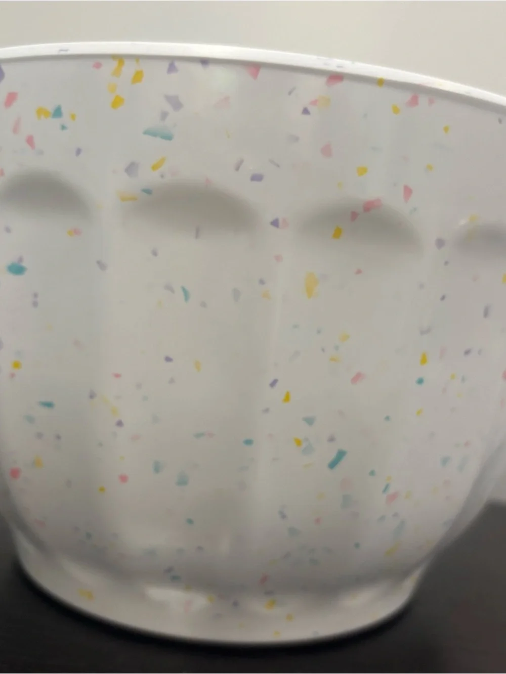 Melamine converter large Speckled White Mixing Bowl with Handle and Pour Spout